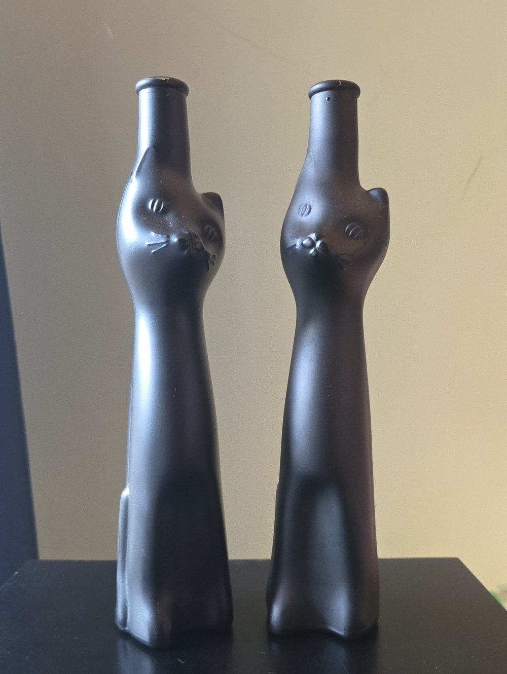 2 Black Cat Empty Riesling Bottles Home Decor Vases
